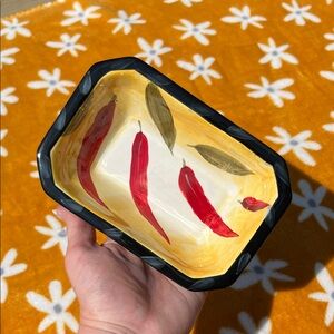 Small Vintage Ceramic Bowl with Chili Peppers by Carrie Olsen Garrard Design